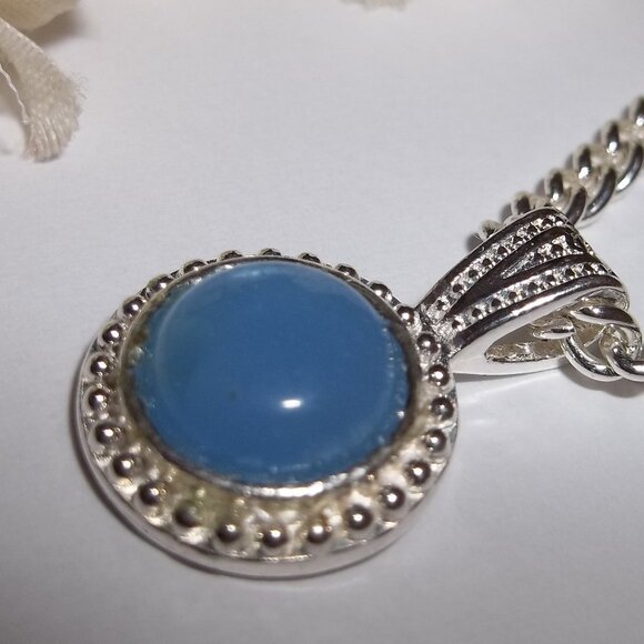 Blue and Silver Necklace Pendant Charm Costume Fashion Jewelry Chain Girl C987 - Picture 3 of 6